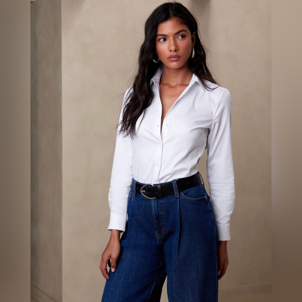Banana Republic Factory Tailor-Fit Easy-Care Shirt in White